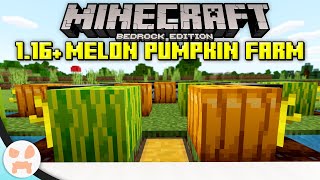 EASY PUMPKIN  MELON FARM TUTORIAL  Minecraft Bedrock 116 [upl. by Haimerej]