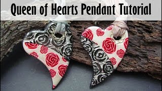 Polymer Clay Project Tutorial Queen of Hearts Pendant Tutorial [upl. by Beaufort676]