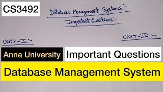 Database Management System  Important Questions  Anna University  Tamil [upl. by Maryjane]