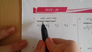 Karekök YKSLYS Matematik TRİGONOMETRİ Test 20 Anlatımlı Çözümleri [upl. by Wurst]