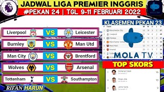 Jadwal Liga Inggris Pekan 24  Burnley vs Man United  Klasemen Premier League 2022  Live Mola Tv [upl. by Suixela929]