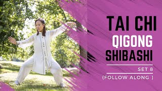 Tai Chi Qigong Shibashi Set 8 Follow along  Mirrored version with breathing timing [upl. by Lunneta]