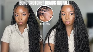 EASY CROTCHET HUMAN HAIR BOHO BOX BRAIDS INSTALL 🔥  ft YWIGS [upl. by Yrohcaz]