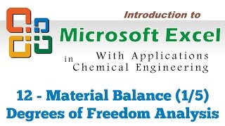 Excel for Chemical Engineers I 12 I Material balance 15 Degrees of Freedom [upl. by Lenor]