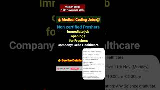 medical coding jobs  fresher jobs  non certified medical coding jobs [upl. by Goddord]