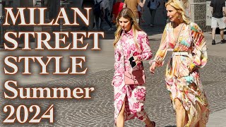 Trendy Italian Street Fashion summer 2024 Beautiful people wear beautiful clothes in Milan [upl. by Yrad]