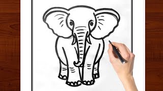 Elephant Drawing for kids easy step by step । Elephant Drawing  Kids drawing  Kids Video [upl. by Eiggem]