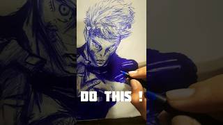 Drawing yuta using gojos 200 hollow purple on sukuna penartanimegojo jujutsukaisenartshorts [upl. by Luar]