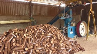 Automatic Briquette making Machine quotWood Briquettingquot Work Plant process [upl. by Ecirum644]