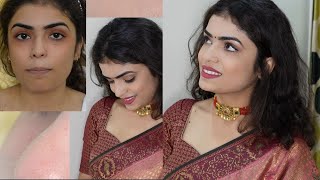 Simple makeup look for festival  eve makeup  New bride makeup  festival makeup  saree makeup [upl. by Schroth]