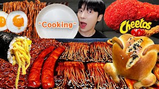 ASMR MUKBANG 요리 모음 9 치토스 가래떡 핫도그 치킨 불닭 김치 짜파게티 레시피 FRIED CHICKEN AND BEST COOKING [upl. by Ahpla408]