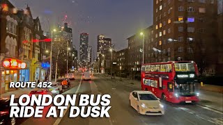 Blue hour London doubledecker bus ride  Bus Route 452 from Londons Kensal Green to Vauxhall 🚌 [upl. by Ahsele341]