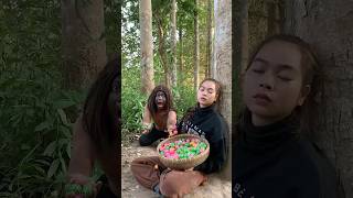 Survival Skills SIMPLE and USEFUL with candy firecamping bushcraft outdoors [upl. by Aicargatla]