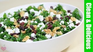 EASY KALE SALAD  with cranberries  walnuts [upl. by Garrot902]