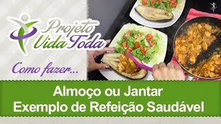 Exemplo de Refeição Saudável  Berinjela Recheada com Frango ao molho de Abobrinha 54 [upl. by Urbain728]