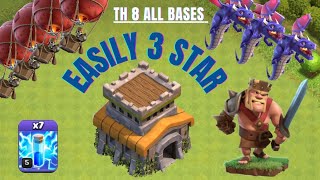 TH 8 War Attack Strategy Every Base Easily 3 Star of Clash of Clans [upl. by Guido]