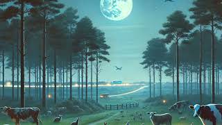 nighttimeambience01 night outside summer nature sounds birds insects cows  planes sfx [upl. by Pebrook216]