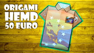 💶 50 Euro € zu einem Hemd falten  origami 50 euro shirt fold DIY [upl. by Anitnerolf]