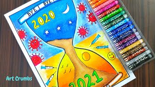 Happy New Year drawing very easy  New year drawing step by step New Year drawing [upl. by Tracee]