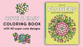 Flowers  A Cute and Easy Coloring Book for Adults and Kids  digital flip through [upl. by Inalan779]