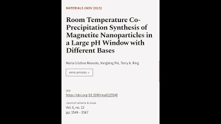 Room Temperature CoPrecipitation Synthesis of Magnetite Nanoparticles in a Large pH   RTCLTV [upl. by Fee]