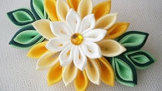 ЦВЕТЫ в стиле КАНЗАШИ  2019  FLOWERS style kanzashi  BLUMEN Stil kanzashi [upl. by Giorgi]