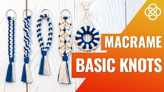 Basic Macrame Knots  Macrame Keychain Tutorial  Basic Macrame Knots For Beginners [upl. by Akinwahs951]