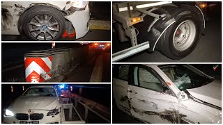 2023 10 17 Unfall A1 bei Unna  PKW kollidiert mit LKW und Fahrbahnteiler  Fahrer eingeschlossen [upl. by Haleemak]