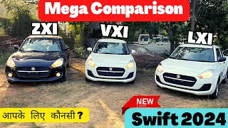 swift 2024 zxi model vs swift vxi vs swift lxi  full detail comparison 🔥 [upl. by Nyllek]