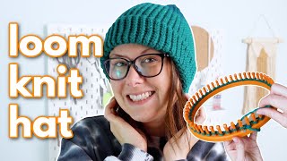 Loom Knit Hat EASY Beginner Tutorial [upl. by Northington]