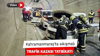 Kahramanmaraşta sıkışmalı trafik kazası tatbikatı [upl. by Sirah]