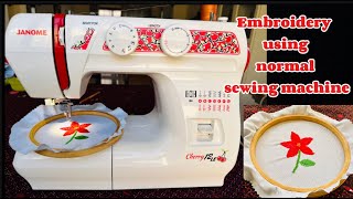 Free motion embroidery using normal table top sewing machine  beginners friendly tutorial [upl. by Tychon444]