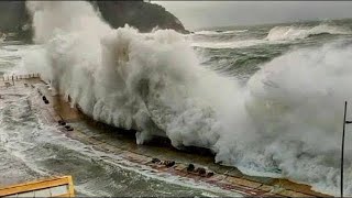 Storm Eunice hits Europe Crazy wind and huge waves in France [upl. by Maxa]