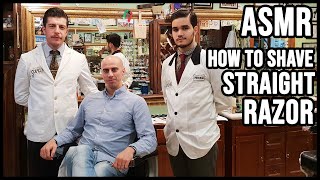 💈 HOW to SHAVE FACE amp HEAD with STRAIGHT RAZOR  OLD SCHOOL ITALIAN BARBER 🎧 DEEP ASMR SOUNDS [upl. by Leesa376]