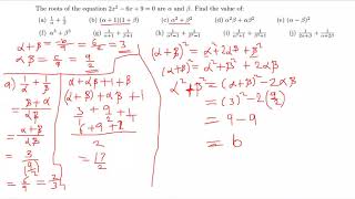 ROOTS OF QUADRATIC EQUATIONS alpha and beta [upl. by Nytsuj291]