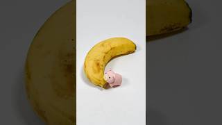 piggy eating banana 🍌 mini wood toywoodworking art skillwood  hand crafts shorts [upl. by Shirl482]