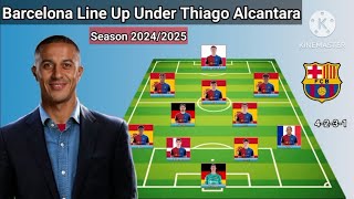 Barcelona Potential Line Up Under Thiago Alcantara Season 20242025  Update 18 July 2024 [upl. by Anenahs]