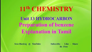 Preparation of benzene in Tamil  Hydrocarbon  Unit13  12th Chemistry [upl. by Neale469]