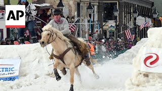 Skijoring blends rodeo and ski culture in Colorado town [upl. by Gerstein]