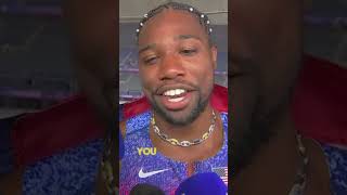 Emotional Noah Lyles after winning gold in 100m Hardest one out the way  NBC4 Washington [upl. by Noramac367]