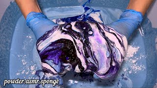 Bleach  oxy powder  blue and purple powder 🩵💜Squeezing sponges asmr [upl. by Anytsirhc]