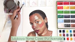 Suluboya Portre Çizimi Kullandığım MalzemelerPüf Noktalar Watercolor Portrait Painting [upl. by Noiemad613]