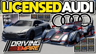 9 NEW LICENSED AUDI CARS Have DROPPED IN DRIVING EMPIRE Audi LEMANS CAR amp MORE [upl. by Constant863]