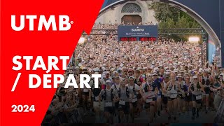 🟥 UTMB  START  DÉPART  Chamonix📍 HOKA UTMB MontBlanc 2024 [upl. by Iinden869]