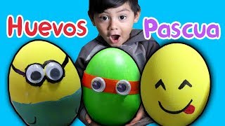 Huevos de Pascua para Niños  Minions Tortugas Ninja y Emojis  DIY Manualidades [upl. by Shellie]