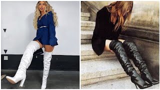 Glamorous over knee high heel long boots [upl. by Aidekal]