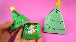 Weihnachtsdeko basteln Geschenkbox Tannenbaum basteln 🎄  Basteln für weihnachten [upl. by Ahseiyn]