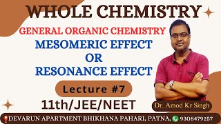 GENERAL ORGANIC CHEMISTRY  MESOMERIC EFFECT OR RESONANCE EFFECT DR A K SINGH  PATNA [upl. by Mccowyn]