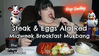 Steak amp Eggs Ala Red Midweek Breakfast Mukbang [upl. by Edelstein788]