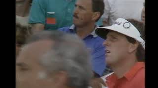 GREG NORMAN amp MARK CALCAVECCHIA DUKE IT OUT IN CLASSIC 1989 BRITISH OPEN GOLF CHAMPIONSHIP RTE SPORT [upl. by Nalaf393]